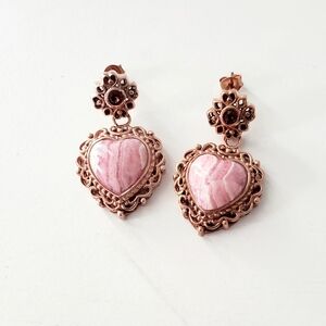Rhodochrosite and Smokey Topaz  Earrings